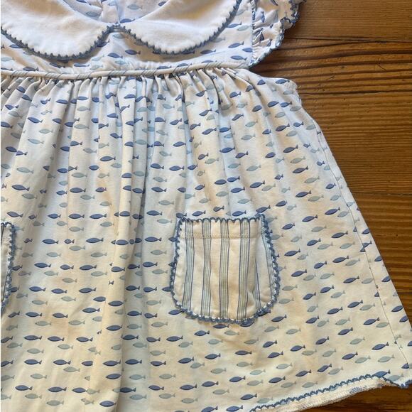 Shrimp & Grits Kids white fish short ruffle sleeve button back shirt SIZE 2T - Picture 2 of 6